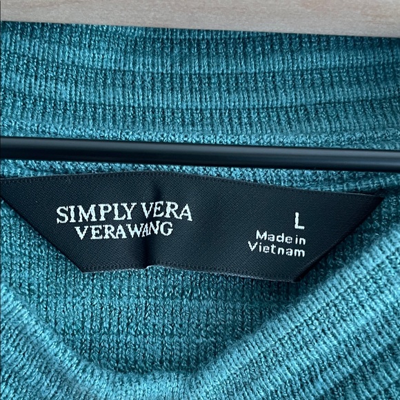 Women’s Simple Vera Vera Wang Drawcord hem cozy Pullover Top Grenada Green/ L - Picture 2 of 6